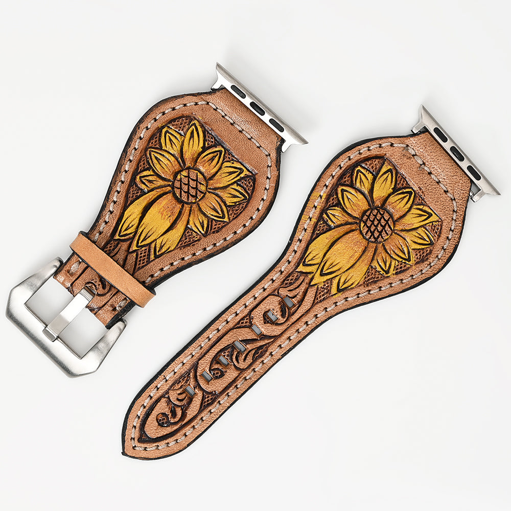 American Darling Floral Hand Tooled I watch Men Women Genuine Leather