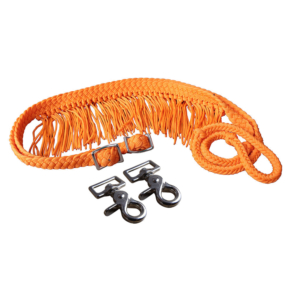 1&quot; X 8Ft Hilason Braided Poly Barrel Horse Racing Reins Flat Grip Knots W/ Snaps