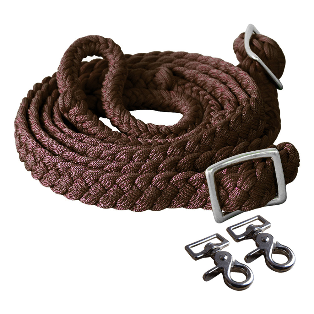1&quot; X 8Ft Hilason Braided Poly Barrel Horse Racing Flat Reins Green W/ Snaps