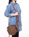 American Darling Canteen Hand Tooled Genuine Leather women bag western handbag purse