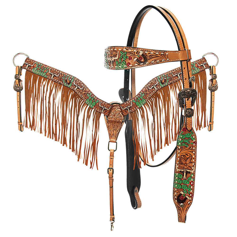 AMERICAN DARLING Western Horse Headstall Breast Collar Set American Leather