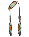 AMERICAN DARLING Western Horse One Ear Headstall Breast Collar Set Leather