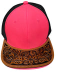 American Darling Men Women Adjustable Cap With Leather On Visor Red w/ Black