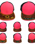 American Darling Men Women Adjustable Cap With Leather On Visor Red w/ Black