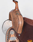 HILASON Flex Tree Western Horse Saddle in American Leather Barrel Trail | for Horses