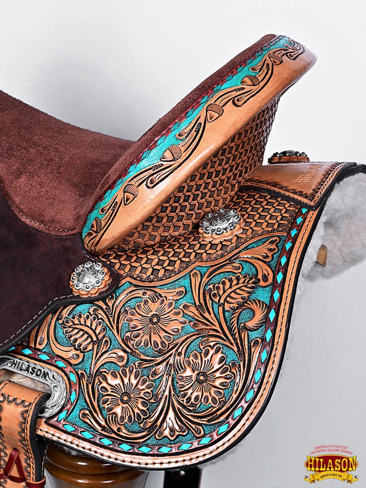 HILASON Flex Tree Western Horse Saddle in American Leather Barrel Trail | for Horses