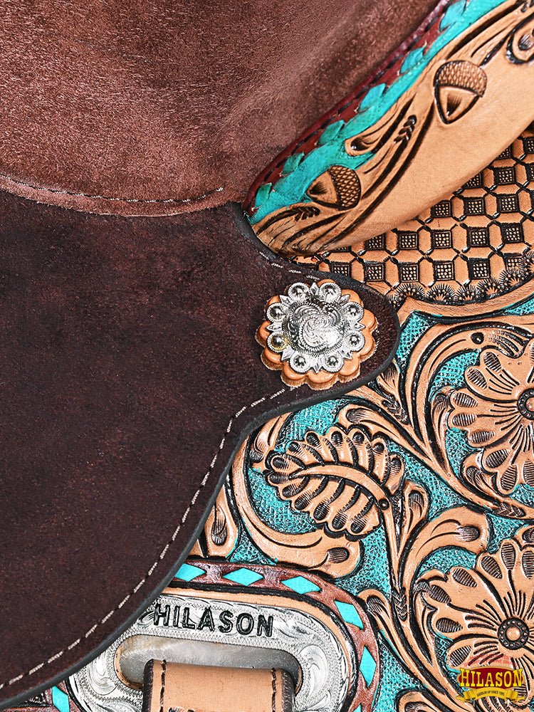 HILASON Flex Tree Western Horse Saddle in American Leather Barrel Trail | for Horses
