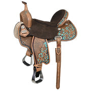 Flex Tree Western Horse Saddle In American Leather Barrel Trail Hilason