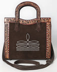 American Darling Tote Hand Tooled Suede Genuine Leather Women Bag Western Handbag Purse