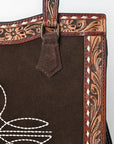 American Darling Tote Hand Tooled Suede Genuine Leather Women Bag Western Handbag Purse