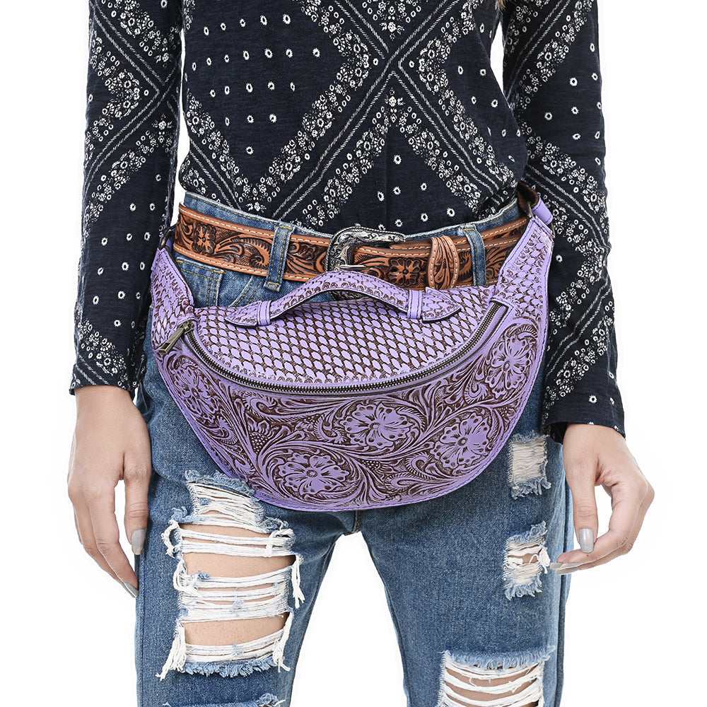 American Darling Fanny Pack Hand Tooled Genuine Western Leather Women Bag Handbag Purse |