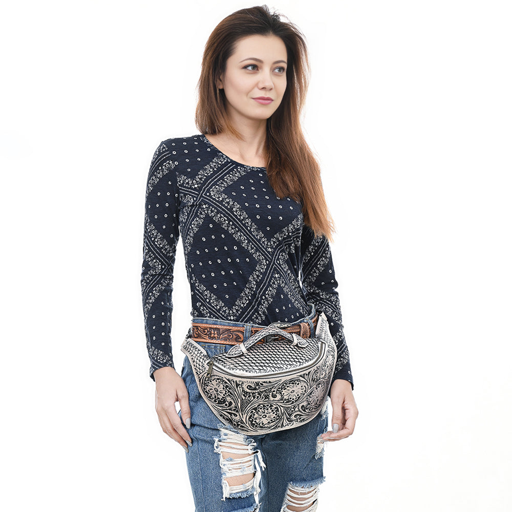 American Darling Fanny Pack Hand Tooled Genuine Western Leather Women Bag Handbag Purse |
