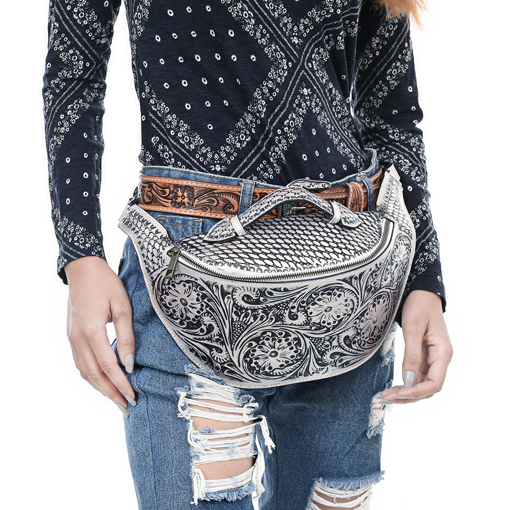 American Darling Fanny Pack Hand Tooled Genuine Western Leather Women Bag Handbag Purse |