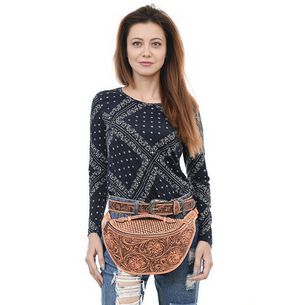 American Darling Fanny Pack Hand Tooled Genuine Western Leather Women Bag Handbag Purse |