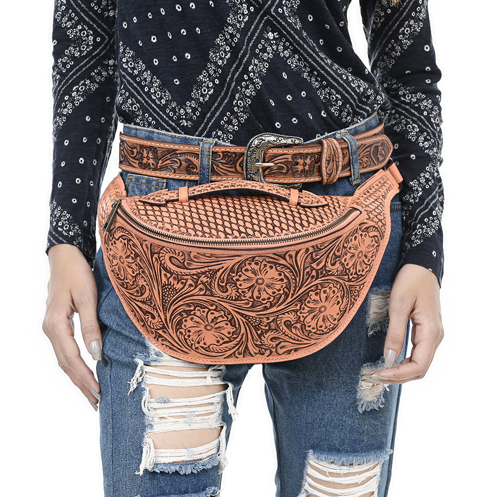 American Darling Fanny Pack Hand Tooled Genuine Western Leather Women Bag Handbag Purse |