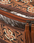 American Darling Hand Tooled & Hair On Genuine Leather Jewelry Case Bag
