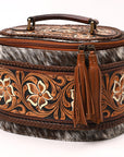 American Darling Hand Tooled & Hair On Genuine Leather Jewelry Case Bag