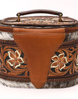 American Darling Hand Tooled & Hair On Genuine Leather Jewelry Case Bag