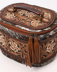 American Darling Hand Tooled & Hair On Genuine Leather Jewelry Case Bag