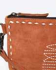 American Darling ADBG1652 Wristlet Zipper Pocket Suede Genuine Western Leather Women Bag Western Handbag Purse