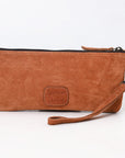 American Darling ADBG1652 Wristlet Zipper Pocket Suede Genuine Western Leather Women Bag Western Handbag Purse
