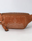 American Darling ADBG1660 Fanny Pack Hand Tooled Suede Genuine Western Leather Women Bag Western Handbag Purse