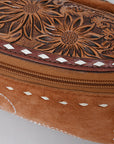 American Darling ADBG1660 Fanny Pack Hand Tooled Suede Genuine Western Leather Women Bag Western Handbag Purse