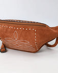 American Darling ADBG1660 Fanny Pack Hand Tooled Suede Genuine Western Leather Women Bag Western Handbag Purse