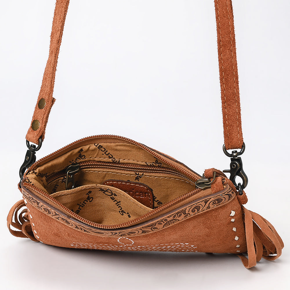 American Darling ADBG1662 Cross Body Hand Tooled Suede Genuine Western Leather Women Bag Western Handbag Purse