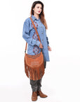 American Darling ADBG1663 Cross Body Hand Tooled Suede Genuine Leather Women Bag Western Handbag Purse