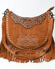 American Darling ADBG1663 Cross Body Hand Tooled Suede Genuine Leather Women Bag Western Handbag Purse