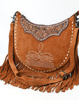 American Darling ADBG1663 Cross Body Hand Tooled Suede Genuine Leather Women Bag Western Handbag Purse