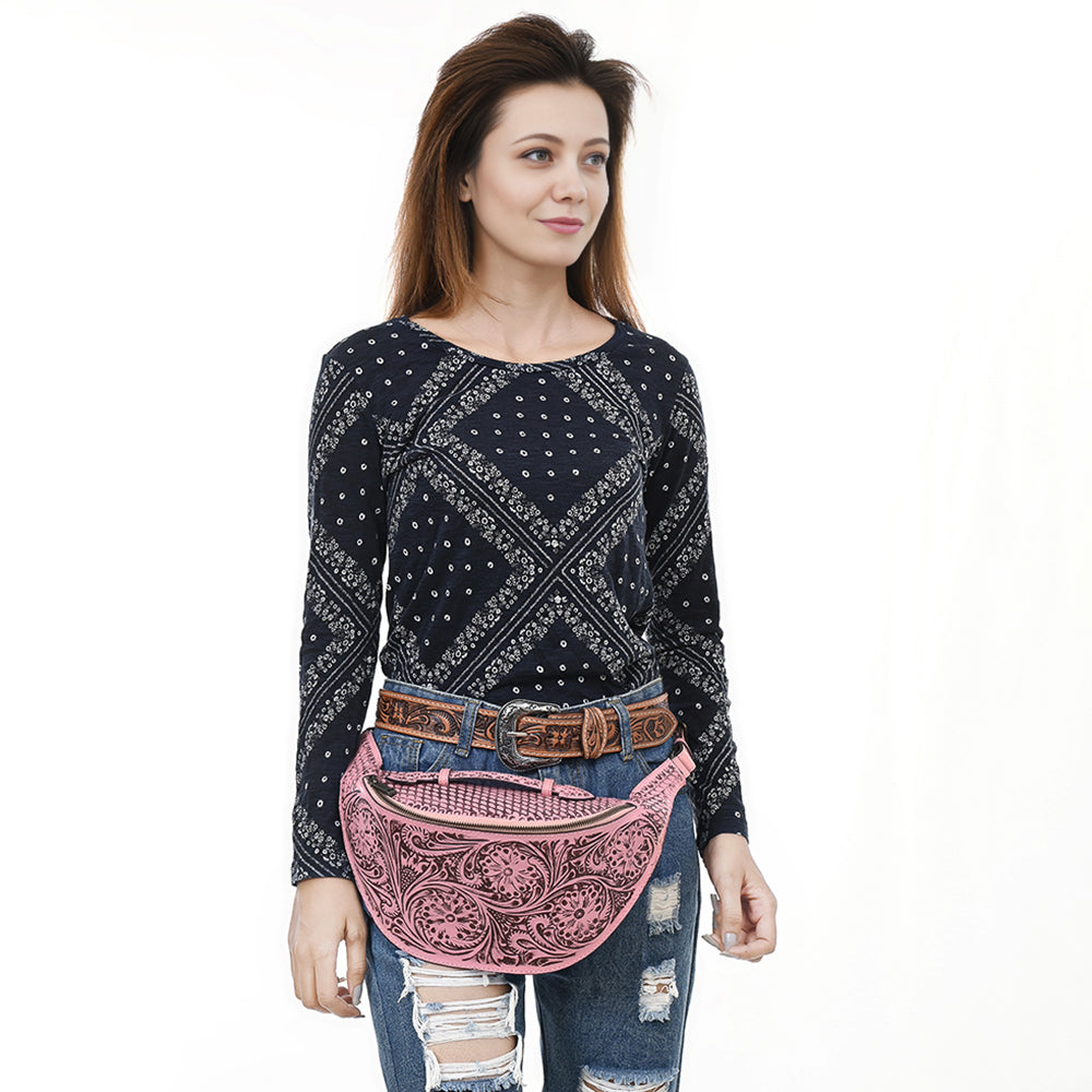 American Darling Fanny Pack Hand Tooled Genuine Western Leather Women Bag Handbag Purse |