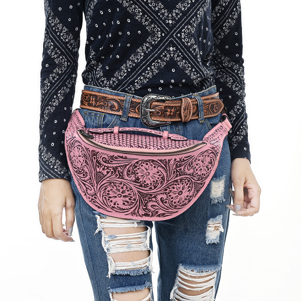 American Darling Fanny Pack Hand Tooled Genuine Western Leather Women Bag Handbag Purse |