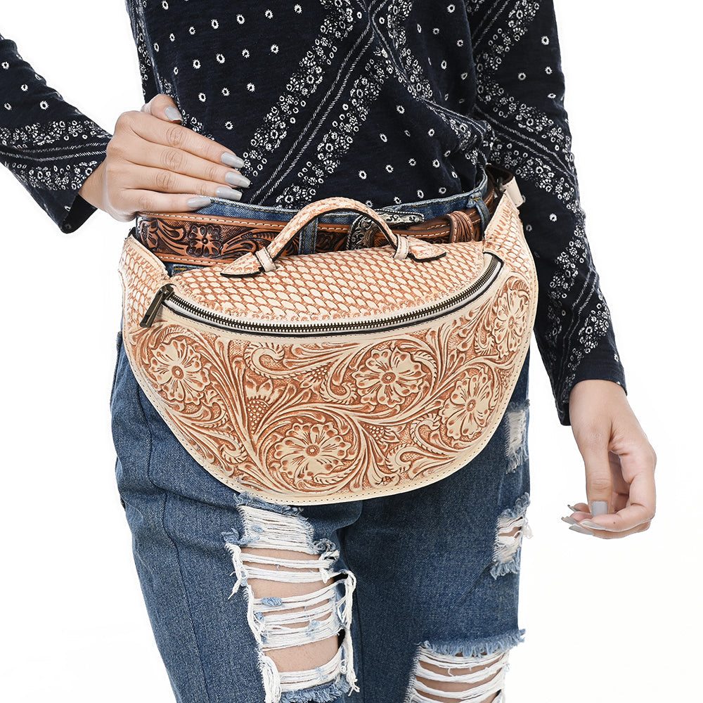 American Darling Fanny Pack Hand Tooled Genuine Western Leather Women Bag Handbag Purse |