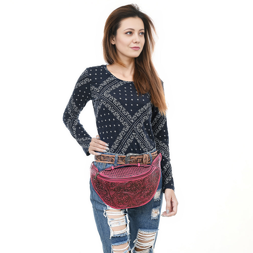 American Darling Fanny Pack Hand Tooled Genuine Western Leather Women Bag Handbag Purse |
