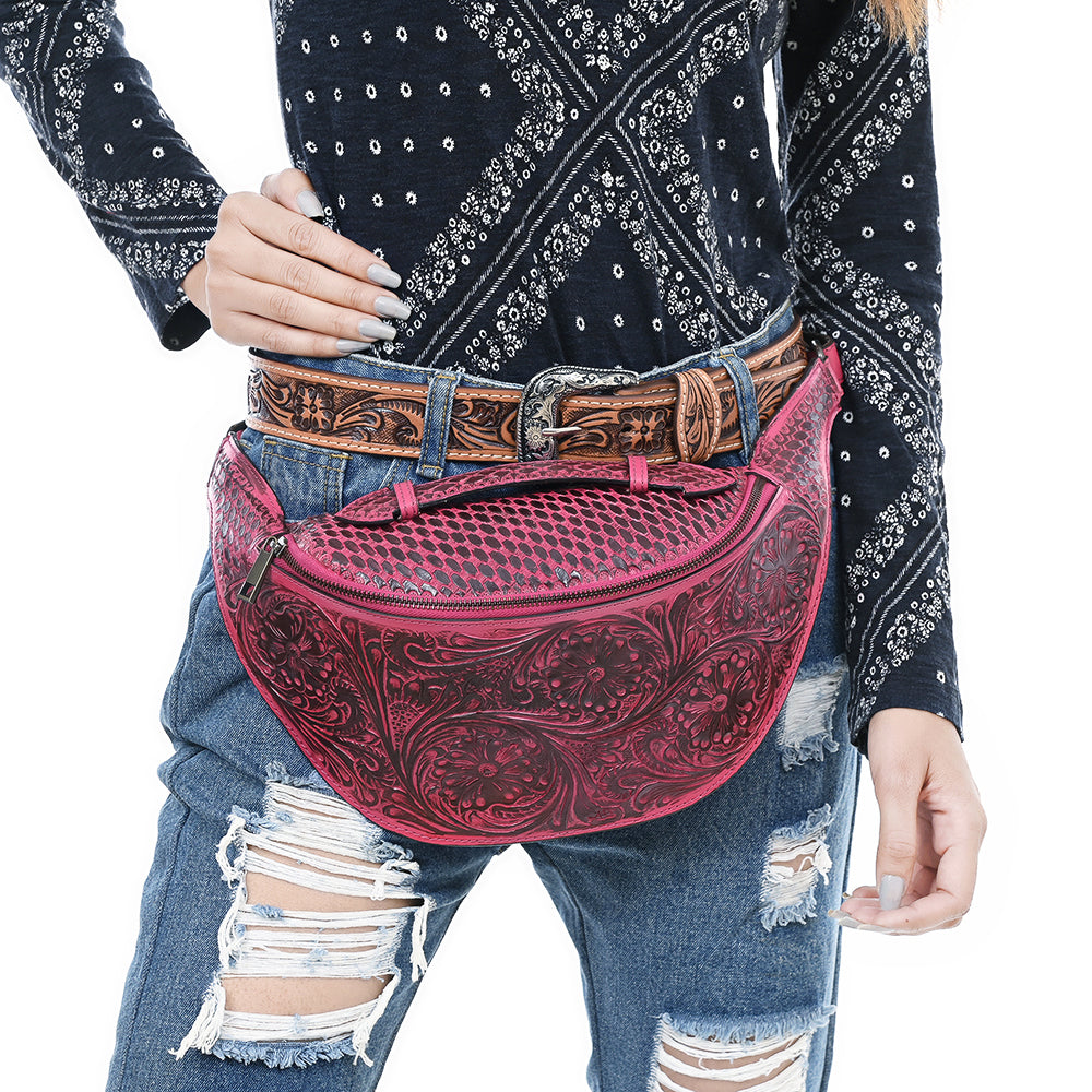 American Darling Fanny Pack Hand Tooled Genuine Western Leather Women Bag Handbag Purse |
