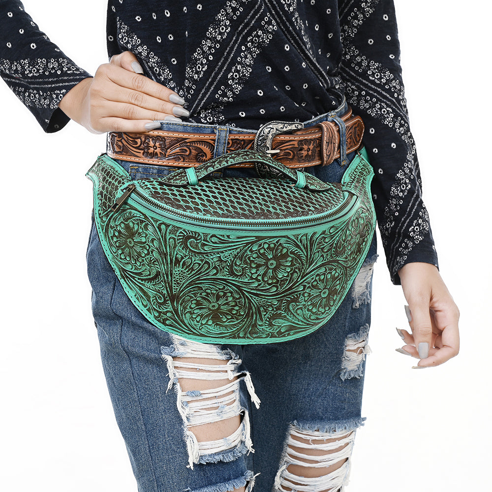American Darling Fanny Pack Hand Tooled Genuine Western Leather Women Bag Handbag Purse |