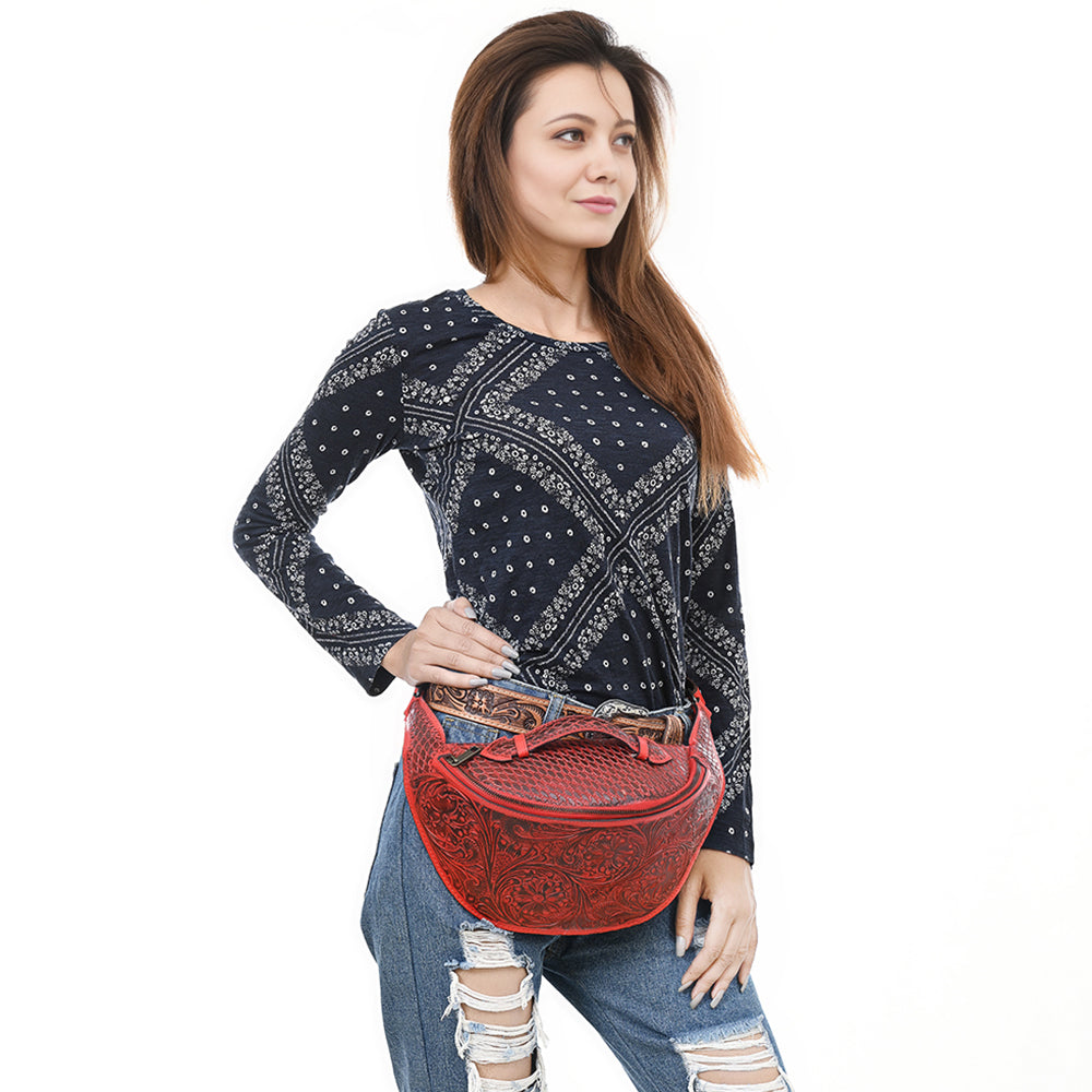 American Darling Fanny Pack Hand Tooled Genuine Western Leather Women Bag Handbag Purse |