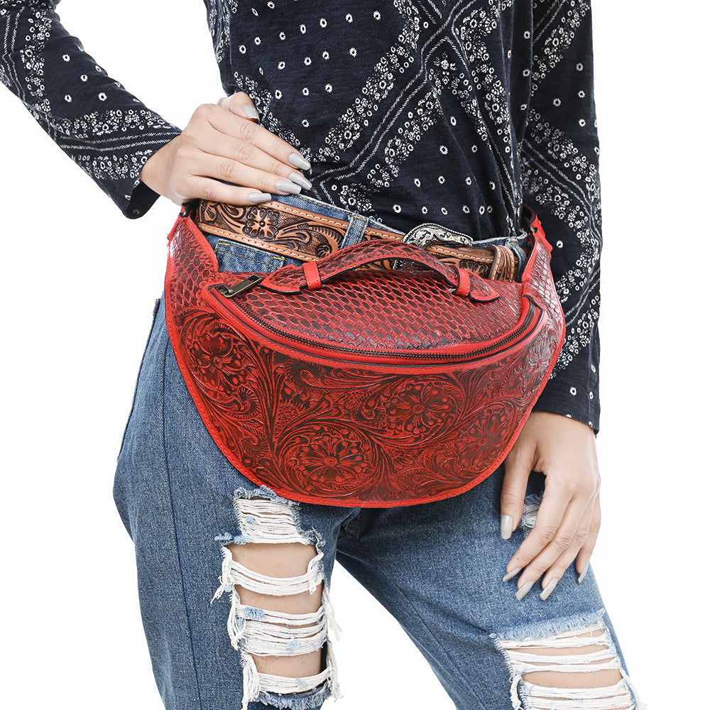 American Darling Fanny Pack Hand Tooled Genuine Western Leather Women Bag Handbag Purse |