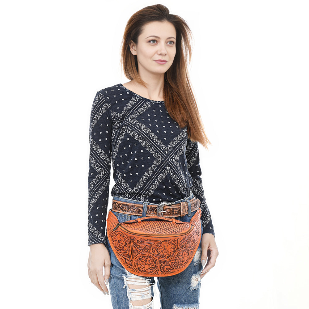 American Darling Fanny Pack Hand Tooled Genuine Western Leather Women Bag Handbag Purse |