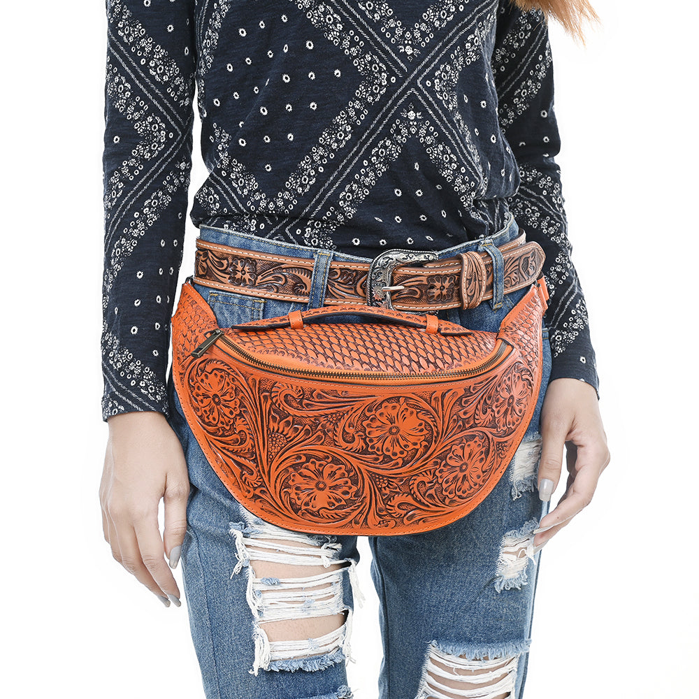 American Darling Fanny Pack Hand Tooled Genuine Western Leather Women Bag Handbag Purse |