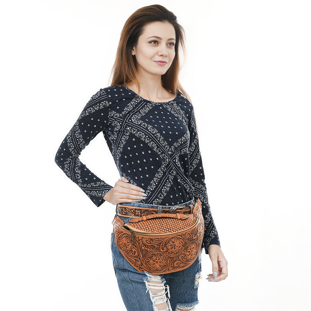 American Darling Fanny Pack Hand Tooled Genuine Western Leather Women Bag Handbag Purse |