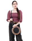 ADBG1684 Canteen Hand Tooled Genuine Western Leather Women Bag