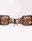 Hilason Western Horse Floral Genuine Hair-On Leather Saddle Bag Black / Brown Heavyduty Traditional Trail Ride