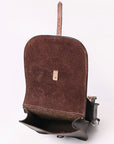 Hilason Western Horse Floral Genuine Hair-On Leather Saddle Bag Black / Brown Heavyduty Traditional Trail Ride