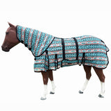 HILASON Western Horse Stable Turnout Blanket Quilted Black With Turquoise