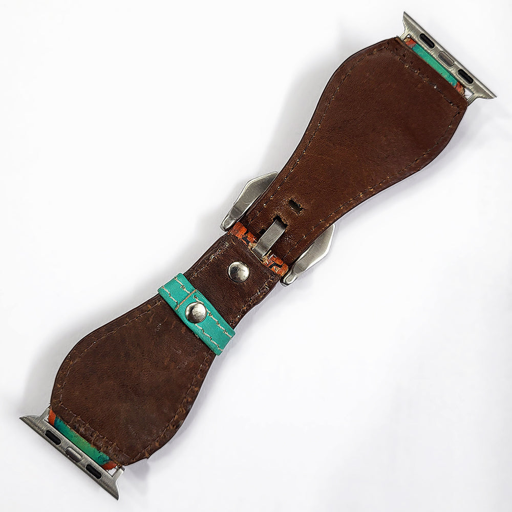 American Darling Hand Tooled I watch Strap Genuine Leather With Beautiful Cactus Painted Smart