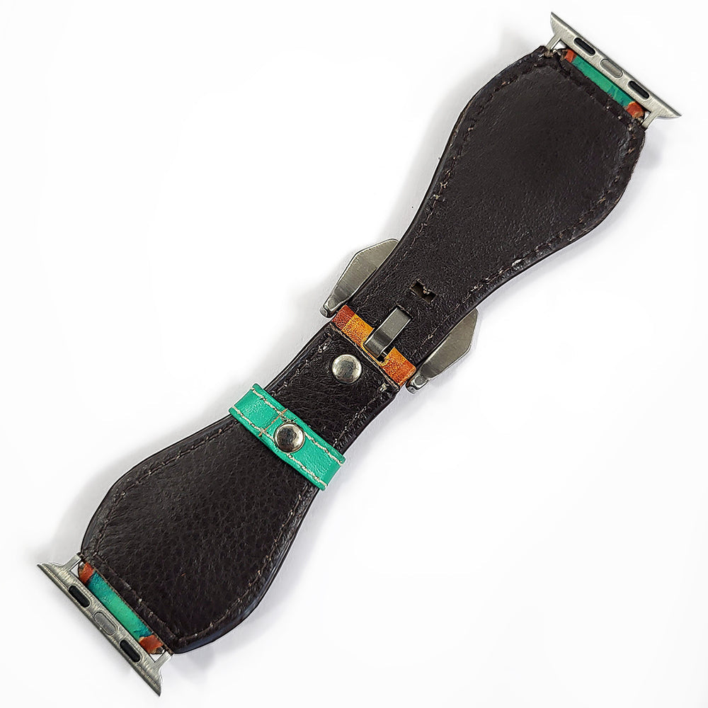 American Darling Hand Tooled I watch Strap Genuine Leather With Beautiful Cactus Painted Smart