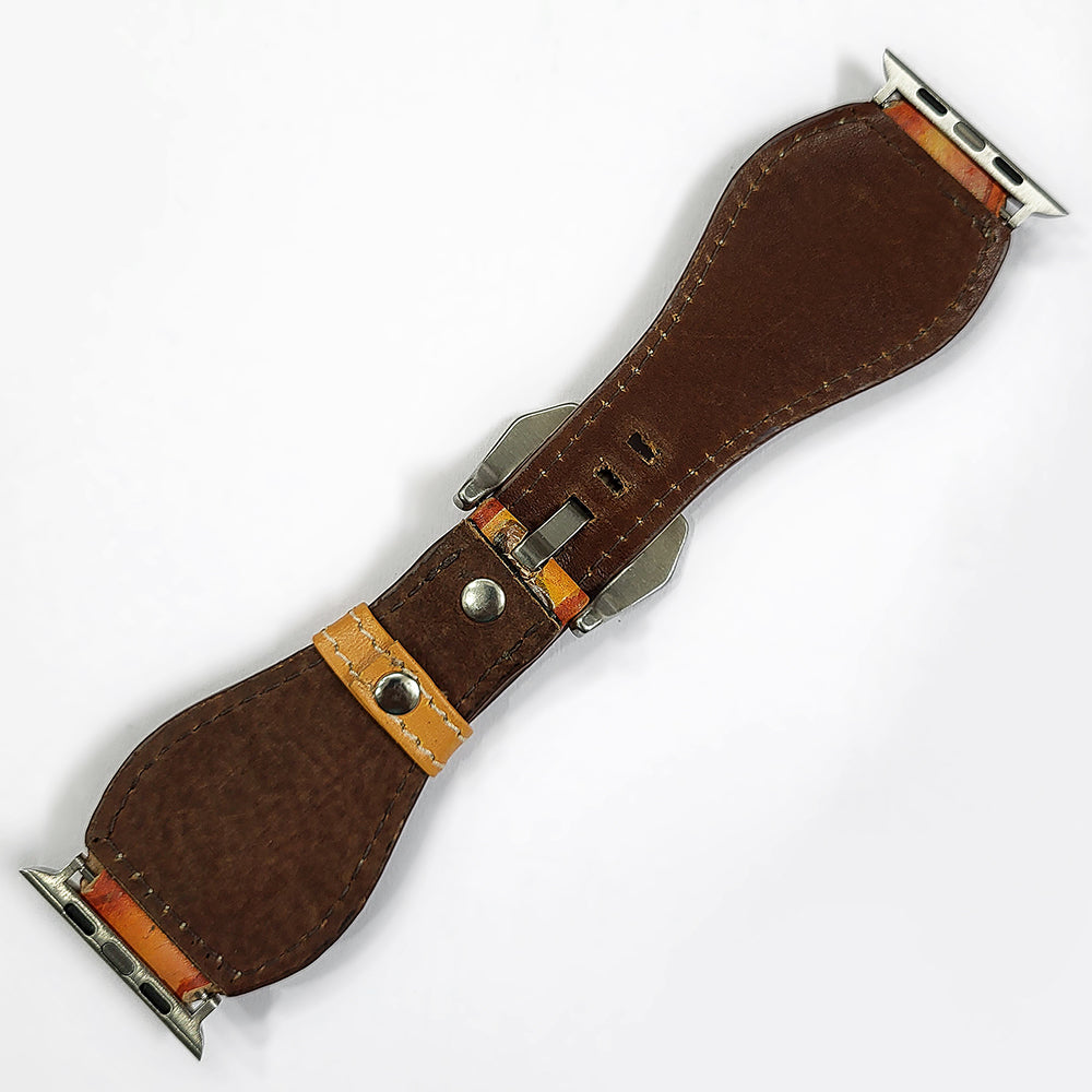 American Darling Hand Tooled I watch Strap Genuine Leather With Beautiful Cactus Painted Smart